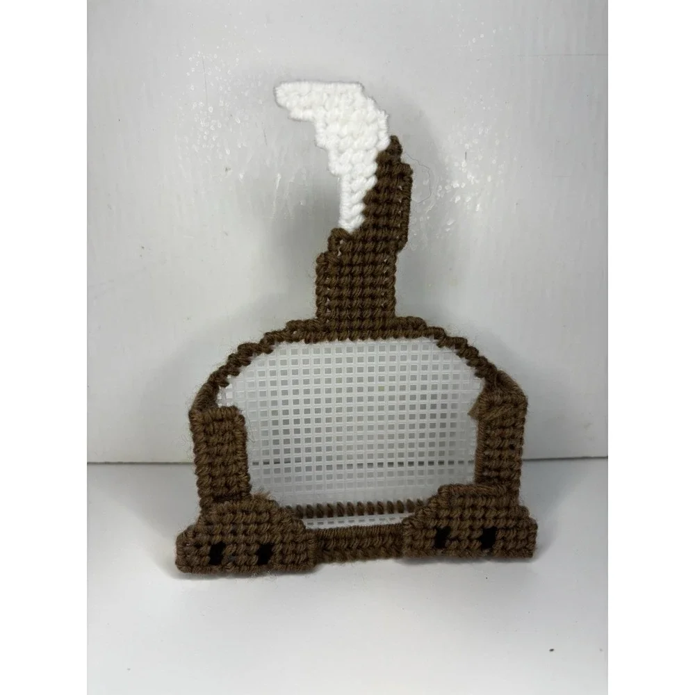 🐶Coaster Pals‎ Dog Brown Tan White With Holder- Plastic Canvas